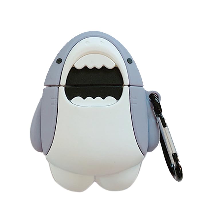 JCSMARTEC Cute Case for Airpods Pro, Silicone Shark Cat Paw Animal Cartoon Protective Soft Cover Skin with Anti-Lost Keychain (Shark Case) - Image 1